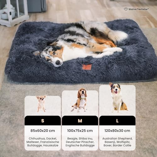 Wahre Tierliebe Premium Hundekissen Fluffy - Weiche Schlafstätte für deinen Vierbeiner - Leicht zu reinigen - Perfekt für Zuhause und unterwegs, hundebett, hundematte, hundebett waschbar