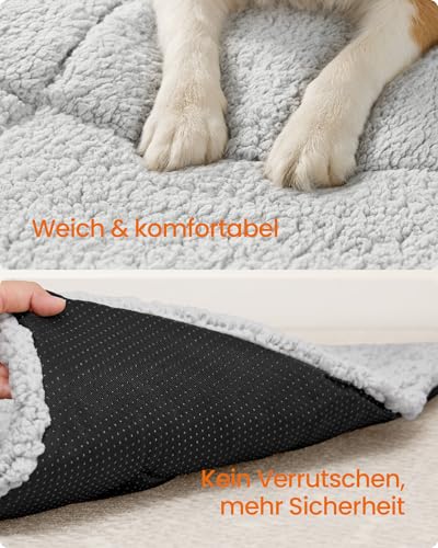 Feandrea Hundedecke, Haustier Decke, für Hunde, Katzen, 120 x 75 cm, XXL, maschinenwaschbar, trocknergeeignet, rutschfest, hellgrau PPB021G01