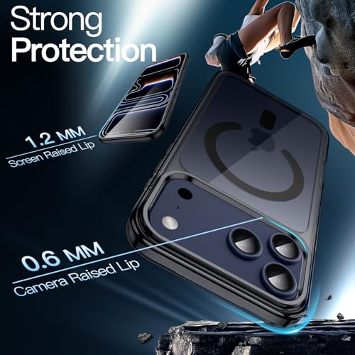 Image of JETech Magnetic Case for iPhone 17 Pro 6.3-Inch Compatible with MagSafe, Shockproof Phone Bumper Cover, Anti-Scratch Clear Back (Black)
