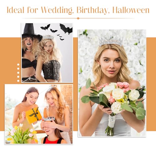 Wavyknot 10 Pieces Crown Tiara for Women Crystal Headband with Comb Princess Rhinestone Queen Crown Bridal Hair Accessories Jewelry for Women Prom Birthday Party Wedding Gifts(Silver) by Wavyknot - Image 6