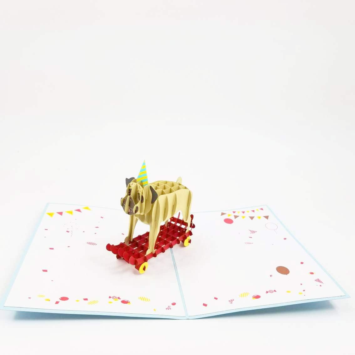 Bulldog Skateboard Birthday Card - Happy Birthday Pop Up Card for son, daughter, wife, friends, Nature, Animal, dog lovers | Pop Card Express (Bulldog Birthday Card)