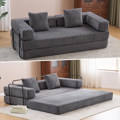 Catálogo para Comprar On-line Sofa Cama Queen Size - solo los mejores. 43 Sofá cama plegable, sofá de pana convertible con almohadas, sofá plegable, sofás de futón, colchón plegable de espuma viscoelástica para sala de estar, recámara, sala de...