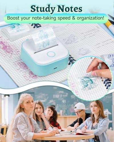 Image of Phomemo T02 Mini Sticker Printer, Thermal Print Pods, Green | 50mm HD Print, Smart APP, Gift, DIY Journal, Memos, Study Notes