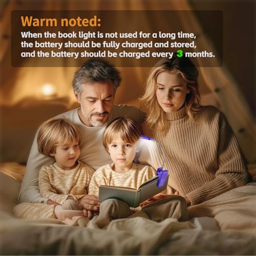 Image of VAVOFO Rechargeable Book Light for Reading in Bed Kids, 7 LED Reading Light with 9-Level Warm Cool White Daylight, Eye Care Lamp with Power Indicator for Bookworms (Dark Purple)