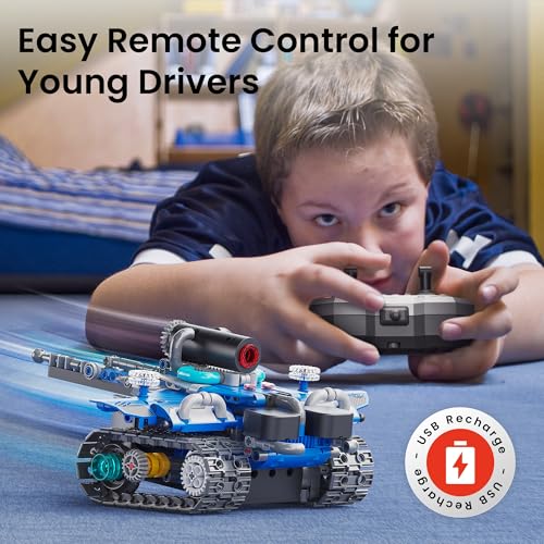 Image of Sillbird STEM Robot Building Kit with Remote Control Gifts for Boys 8-14 | Coding Robotic Toy, Birthday Presents for Kids Ages 8+, App-Controlled, Buildable 5in1 Models, LED Eyes, 596 Pieces
