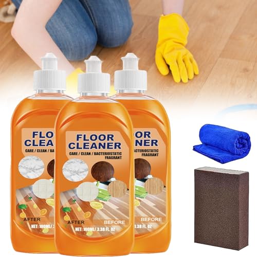 Potente limpiador de suelos, potente limpiador de suelos, 100 ml, multiusos, para suelos laminados de madera, y abrillantador, limpiador de baldosas de superficie dura (3)