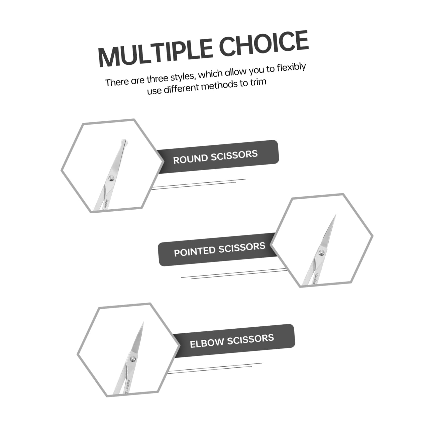 HONMEET 3pcs Makeup Scissors Eyebrow Trimmer Scissors Barbershop Beard Clipper Eyebrow Scissors Grooming Scissors Salon Shears Facial Scissors Beard Mustache Scissors Stainless Steel