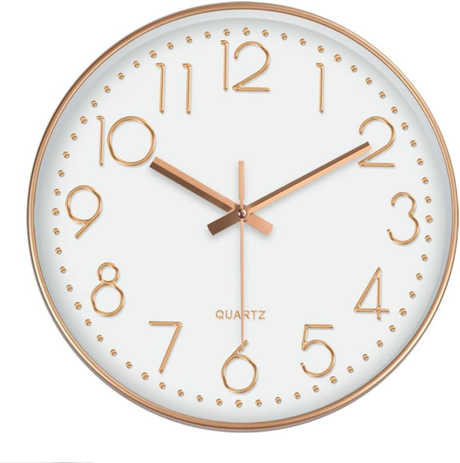 EETU Wall Clock, 12-inch Silent Non Ticking Quality Quartz Battery Operated, Battery Operated, Round Easy to Read, Silent Wall Clock for Bedrrom, Living Room, Kitchen, Office, School Home Decor