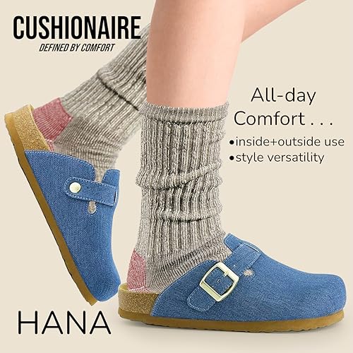 Image of CUSHIONAIRE Hana Womens Clogs | Comfortable Vegan Suede Clogs for Women | Slip On Potato Shoes with Cork Footbed & Arch Support | Memory Foam, Wide Widths Available