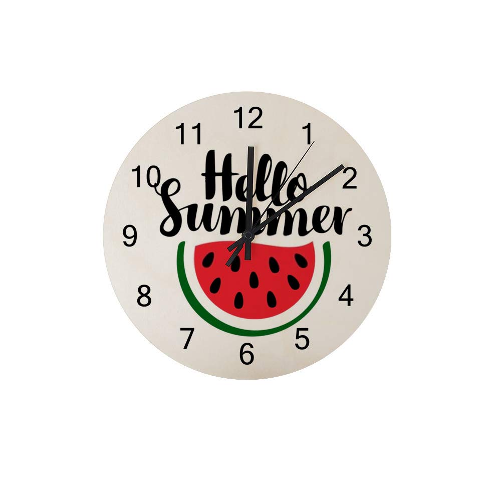 Horloge murale en bois ronde Hello Summer avec finitions vintage