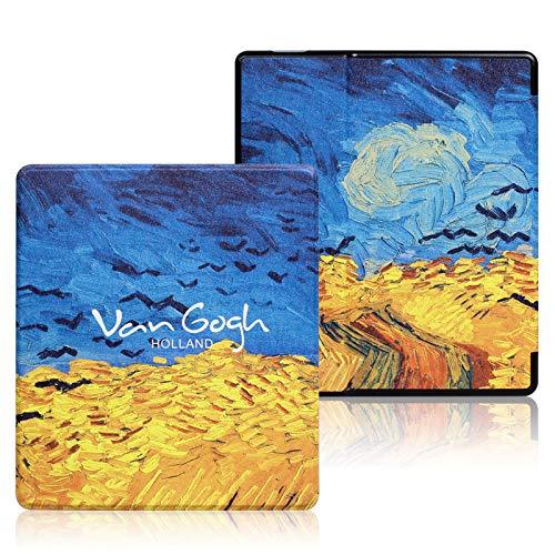 ALMIGHTY Kindle Oasis Water-Safe PU Leather Cover Case, Only Fits All-New 7h Kindle OasisiGolden Wheat Fieldj