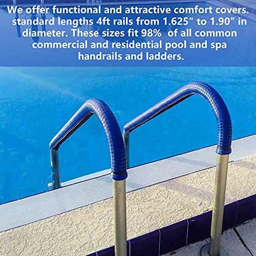 Pool Railing Handrail Comfort Covers 4-Feet Zippered Designed Neoprene Hand Grip Rail Nonslip Cover For Above Ground & Inground Pool Ladder Hand Rail (Royal Blue (2) #TOP6