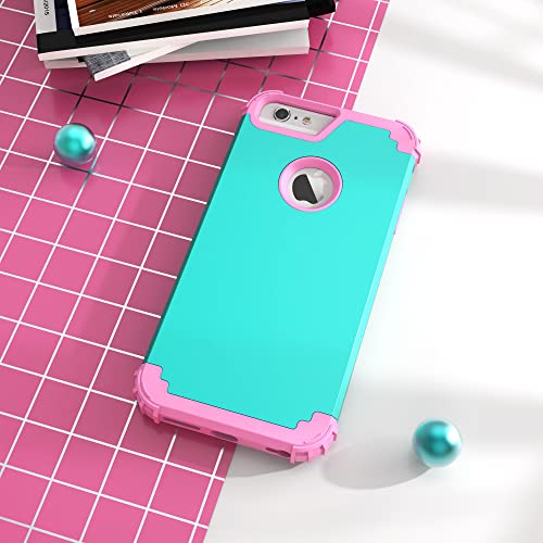 IDweel for iPhone 6S/6 Plus Case with Screen Protector Men, Mint Green/Pink - image 5