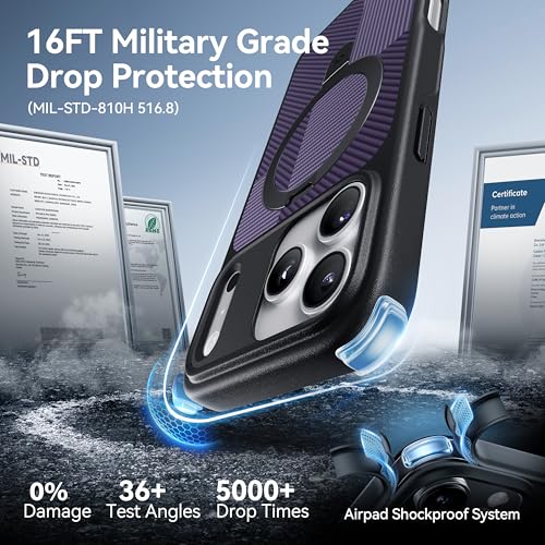 Image of CASEKOO Ultra-Magnetic Stand for iPhone 17 Pro Max Case, Iris Purple | [Military Drop Protection] [Compatible with MagSafe] Shockproof Translucent Matte Slim Ring for 17 Pro Max Phone Case 6.9 inch