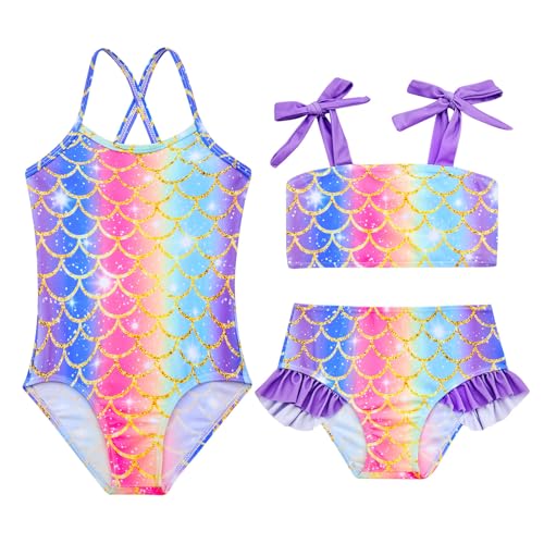 Image of Girls Swimsuit One-piece Bikini Set Two Sets Matching Bathing Suits 2-6T Adjustable Strap Summer Beach