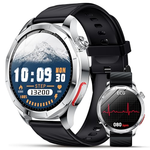Lgnitek 2026 Neu Smartwatch Herren mit EKG/HRV/ΒΙυtｚυcker/BMI/Harnsäure, 1,43' AMOLED Gesundheitsuhr mit 24H ΒΙυtdrυck SpO2 Apnoe Schlafmonitor SOS-Notruf Fitnessuhr für Android/iOS