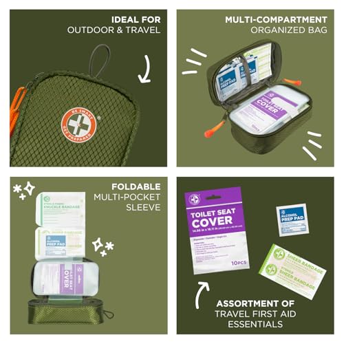 Image of Be Smart Get Prepared's 125 Pieces Travel First aid kit, Carry-on Travel Essentials- PPE, Camping, Hiking, Road Trips, On-The-Go
