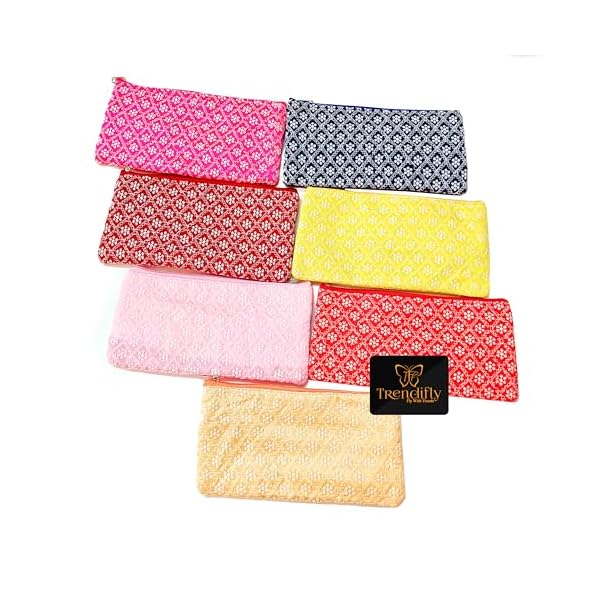 Trendifly Embroidery Lucknowi Chikankari Wedding return gift for women wholesale bridal Traveling potli bag with Zipper for Ladies Baby Shower Shagun Purse Gifting Haldi Mehandi For Girl