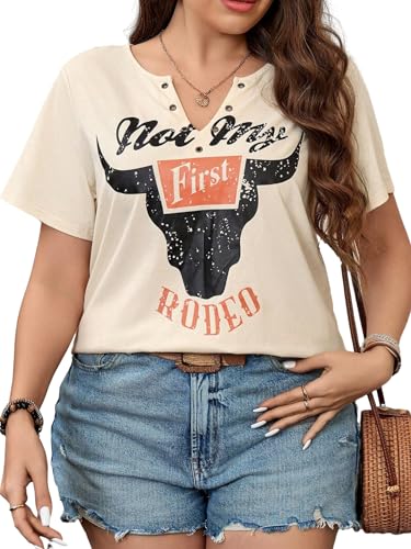 Women's Plus Size Tops Cowgirl Country Outfits Cowboy Shirts Western Graphic T-Shirts