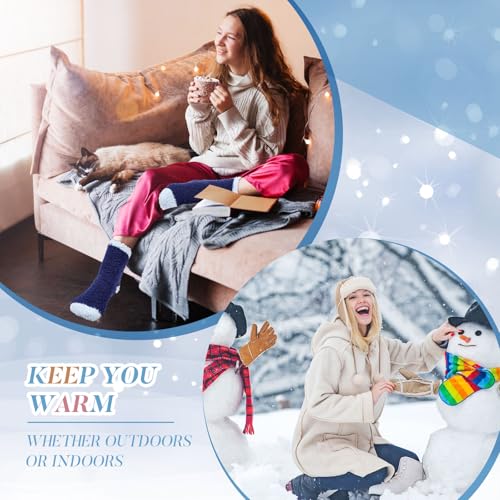 Handepo 24 Pairs Women Fuzzy Socks Bulk Winter Sleeping Slipper Socks Coral Fleece for Home Christmas Outdoor Gift2