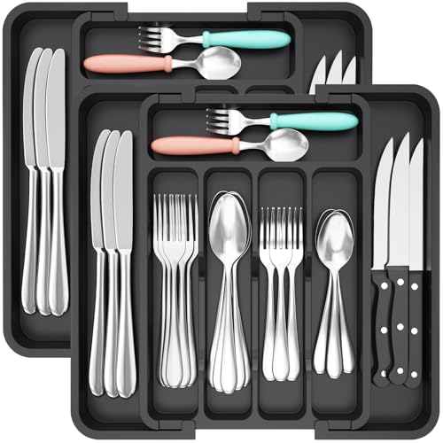 La Mejor Lista de Bandejas para cubertería - 5 favoritos. 43 Lifewit Organizador de Cajones para Cubiertos, Bandeja Expandible para Utensilios de Cocina sin BPA, Soporte para Cubiertos y Cubertería, Organizadores y Almacenamiento de Cocina,...