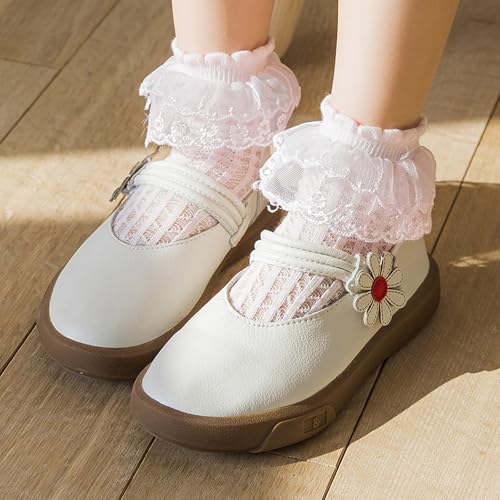 Exegawe Toddler Girl Socks with Ruffle Lace Frilly 5 Pairs Kids Dress Dance Socks for 1-9 Years3
