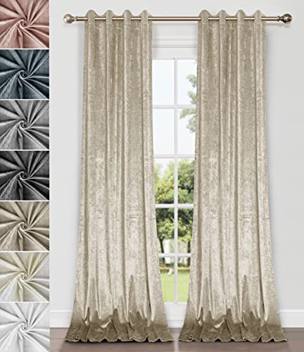 Home Direct Paire de Rideaux en Velours écrasé, à œillets, Non doublés, 2 Panneaux, 140cm x 245cm Beige