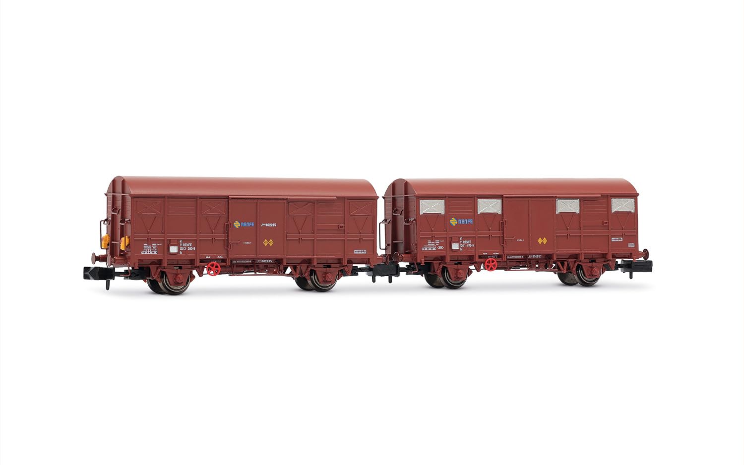 Arnold HN6718 RENFE, set di 2 carri Gs, livrea marrone, uno con fanali posteriori rossi, ep. IV, Carri Materiale Rotabile Ferroviario, dai 14 anni in su
