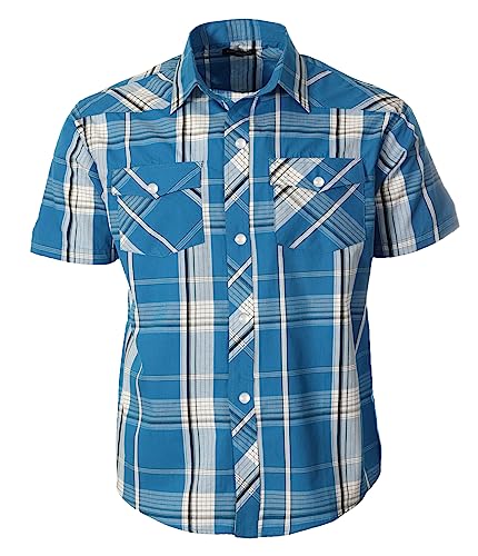 Image of Gioberti Boys Casual Western Plaid Pearl Snap-on Buttons Short Sleeve Shirt