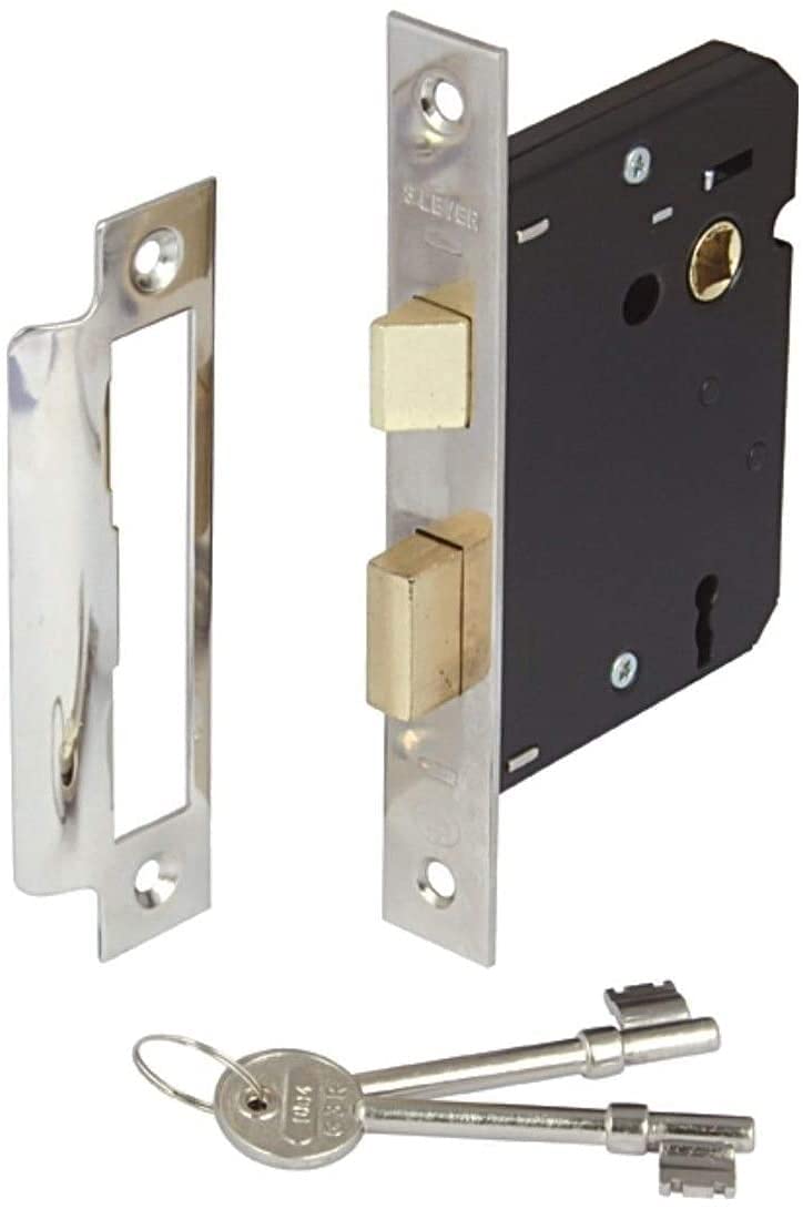 Haven Heritage Silver Door Handles, Mortice Door Lock Lever Nickel-Plated Mortice Sashlock 65Mm - Key Locking Door Security For Internal And External Doors, Sash Lock Mechanism, Door Lock With Key