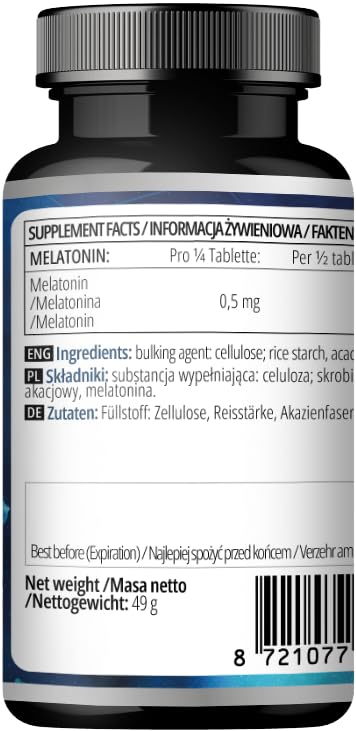 Melatonin 240 Vegane Tabletten - 1mg pro Portion - 480 Portionen in der Packung - für effektives Schlafmanagement - von Apollo's Hegemony