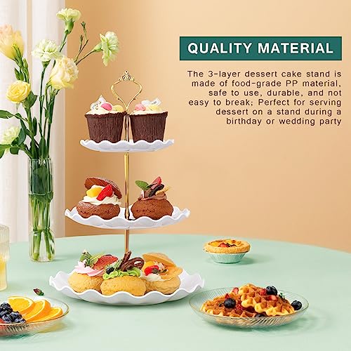 HonGien 2 Pack 3-Tier Cake Stand, Cake Display Stand,Afternoon Tea Cake Stand,Fruit Dessert Serving Tray Stands for Birthday,Party,Wedding (Wave Pattern White) - Cosy Home Interiors HonGien 2 Pack 3-Tier Cake Stand, Cake Display Stand,Afternoon Tea Cake Stand,Fruit Dessert Serving Tray Stands for Birthday,Party,Wedding (Wave Pattern White) - Image 4