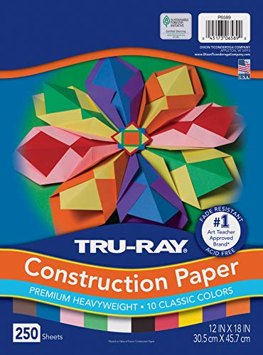 Tru-Ray (P6589-4) Heavyweight Construction Paper Bulk Assortment, 10 Assorted Colors, 12
