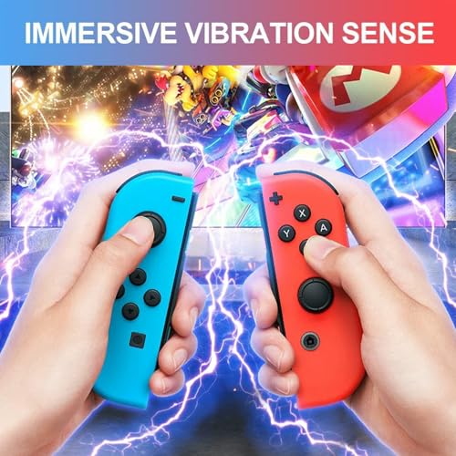 Image of CIMENNTU Switch Controller for Nintendo Switch Controller, Switch Controller Replacement Accessories with Double Vibration /Wake-Up /Motion Control /Screenshot (Bue&Red)