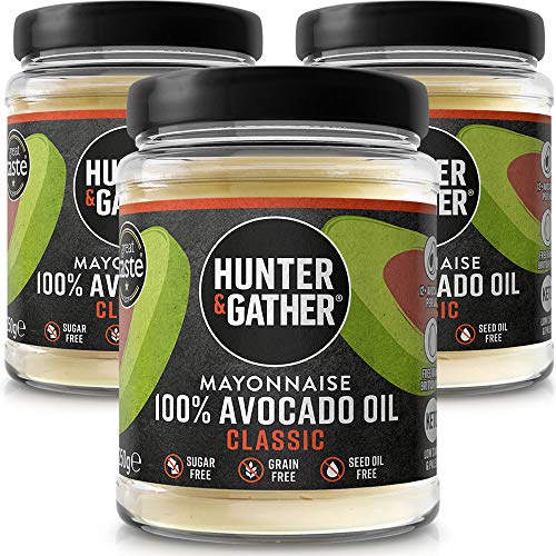 Hunter & Gather Mayonesa de Aceite de Aguacate Puro 3 x 250g | Hecho con Yema de Huevo de Gallina Campera Inglesa | Paleo, Keto, Libre de Gluten y Azúcar | Libre de Saborizantes Artificiales