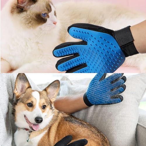 Luva Tira Pelos Pet Escova Nano Magnética para Cães e Gatos Remove Para Banho Tamanho Único (Azul, Ú