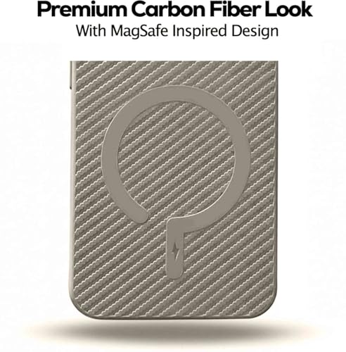 Image of FIRST MART Back Cover for iQOO 15R - Magsafe Look Case, Carbon Fiber Design, Flexible, Soft Micro-Fibre Lining Inside | Grey