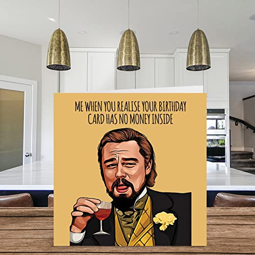 Funny Birthday Cards for Men Women - No Money Leo Meme - Rude Birthday Cards for Mom Dad Papa Pops Brother Sister Son Daughter Grandma Grandpa, 5.7 x 5.7 Inch Joke Humor 30th 40th 50th Greeting Cards