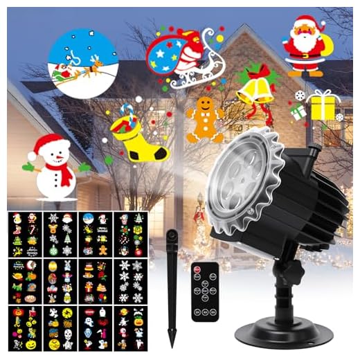 CIXMUS Projecteur de Noël Intérieur Extérieur, 12 Diapositives HD, Lumière LED Étanche, Télécommande RF, Pour Fête Jardin, Décoration de Paysage de Vacances, Arrivez Avant Noël