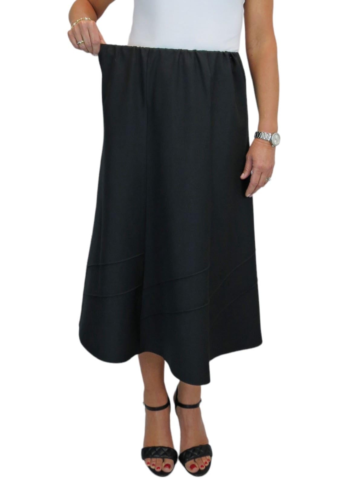 Paulo Due Elegante Falda Midi Maxi Acampanada Y Totalmente Forrada para Mujer Cintura Elástica 38-52