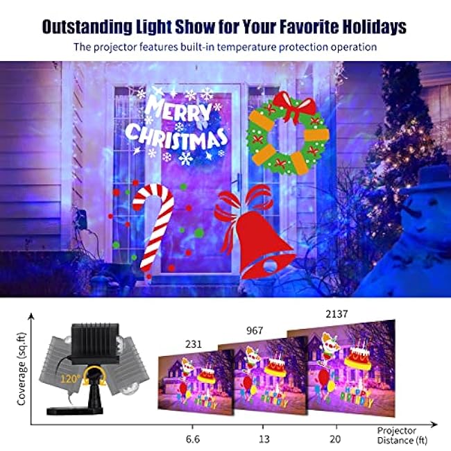 Minetom Christmas Projector Lights RGB Multicolor