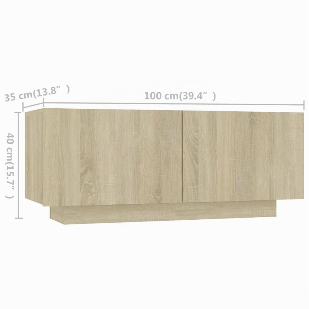 FIRBNUS Mueble TV Madera con Luces LED para Salón, Color Roble Sonoma, 260x35x40 cm, Moderno