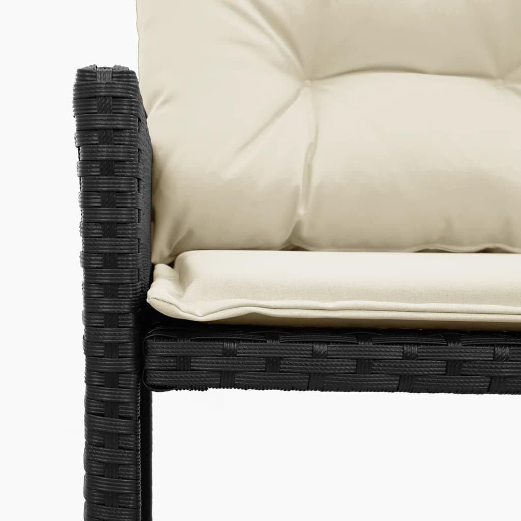 vidaXL Gartensofa in L-Form mit Tisch Kissen, Outdoor Sofa Terrassensofa, Garten Sofagarnitur, Gartenmöbel Sitzgruppe, Schwarz Poly Rattan