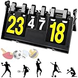 Seutmrou Tragbare Flip Anzeigetafel, Sportwettbewerb Anzeigetafel, Manuelle Spielstandanzeige, Tragbare Anzeigetafel für Basketball, Fußball, Badminton, Baseball, Volleyball, Tischtennis