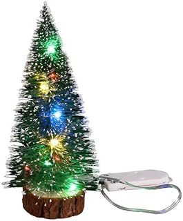 Christmas Dolls' House Dolls Accessories, Mini Christmas Tree with Light LED Battery Operated Artificial Pines Tabletop Xmas Decor 20cm Colorful Light