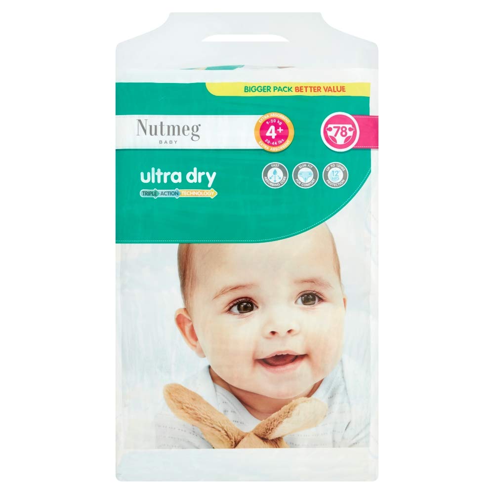 Nutmeg Ultra Dry Size 4+, 78 Nappies
