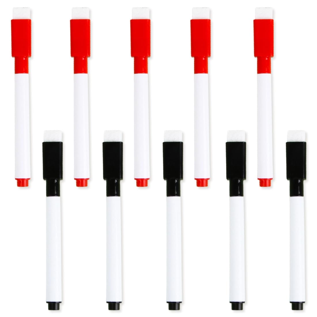 BEPSYOM 10 Rotuladores para Pizarra Blanca con Punta Fina y Borrador Magnético Integrado para Oficina, Escuela y Hogar (Negro)