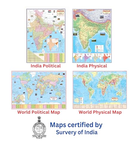 Image of Complete set of UPSC Maps & Charts Laminated | Set of 11 | India & World Map with Constitution of India, Constitutional Amendments, Indian History, Indian Economy, Geography of India