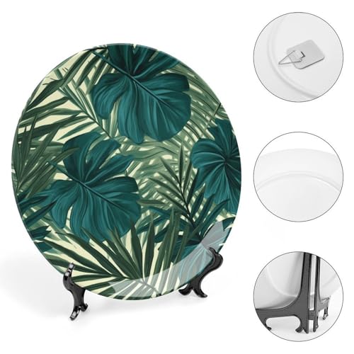 Plato decorativo de porcelana tropical hoja palma 6 pulg miniatura 4