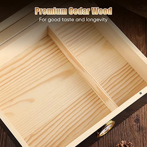 (Xl) Handcrafted Humidor For 20-30 Items, Desktop Cedar Wood Storage Case With Hygrometer, Humidifier, Divider, & Dropper #TOP2